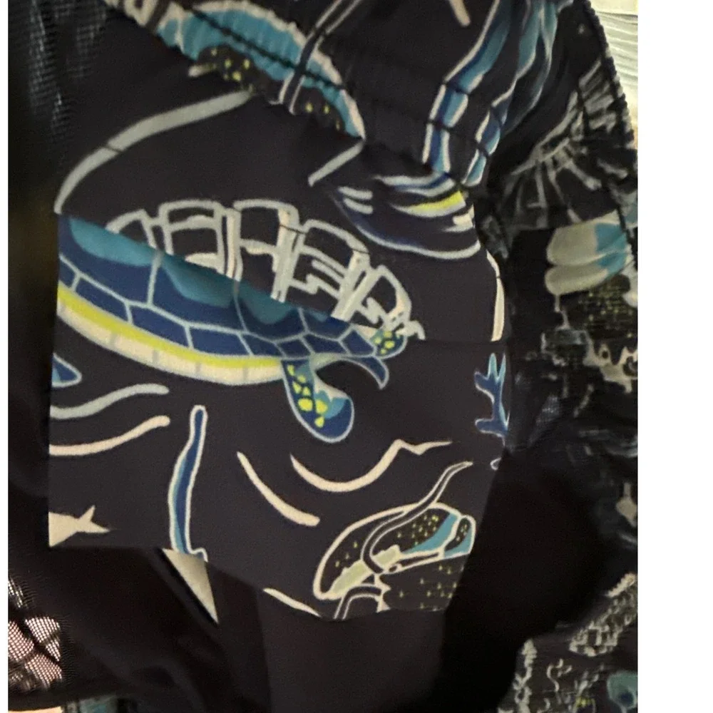 Vineyard Vines Men 3XB Navy Sea Life Lobster Turtle Lined Swim Trunks Cruise EUC